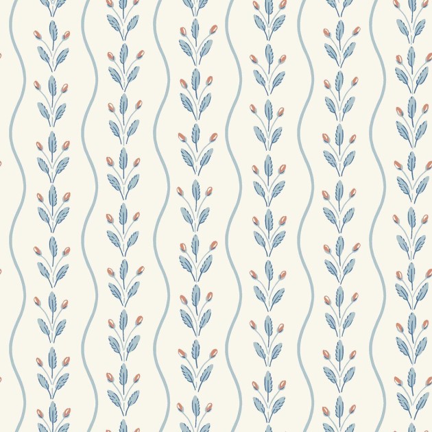 Boras Tapeter 7779 Adorn Flower Buds Blue – tapeta roślinna z falującymi liniami