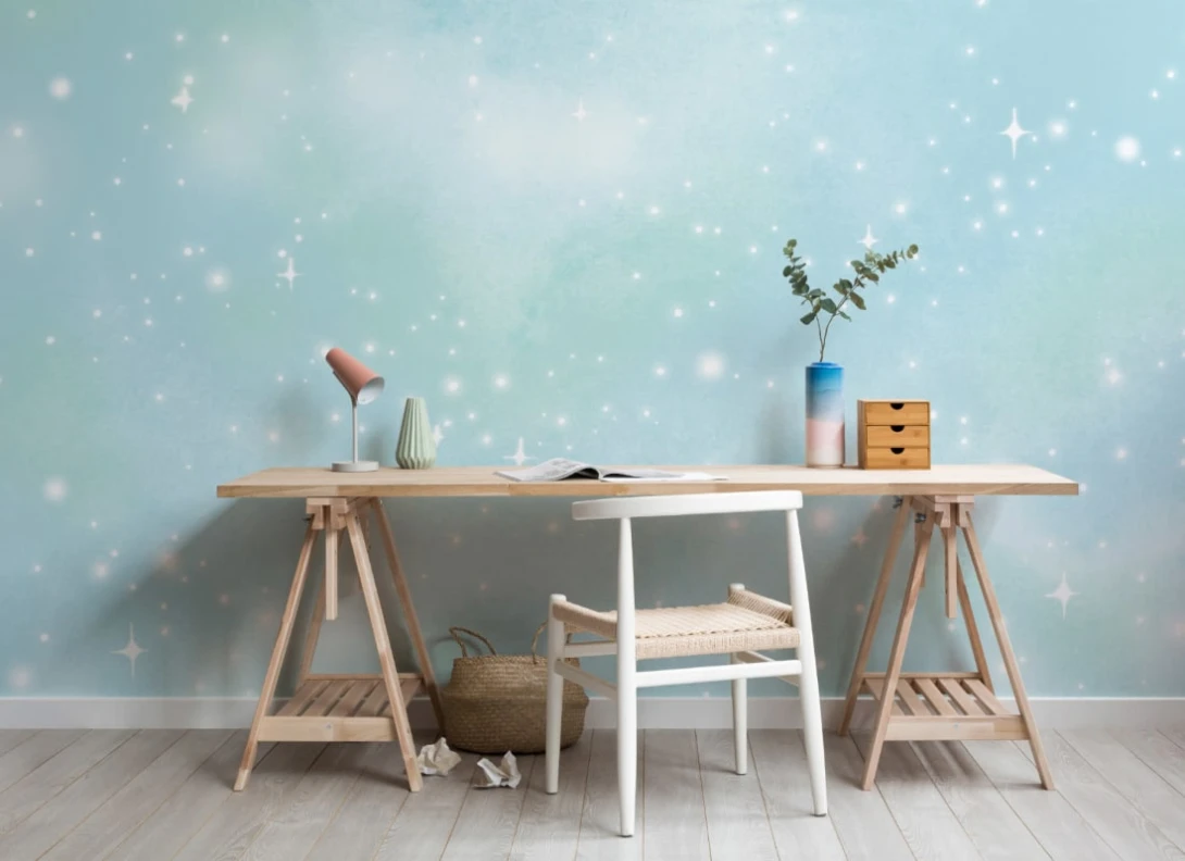 Hovia SG0067BU06W Galaxy Light Blue - mural w gwiazdy