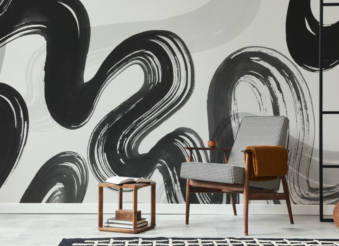 Hovia AB0327BW04W Ink Flow Monochrome - mural w abstrakcyjny wzór