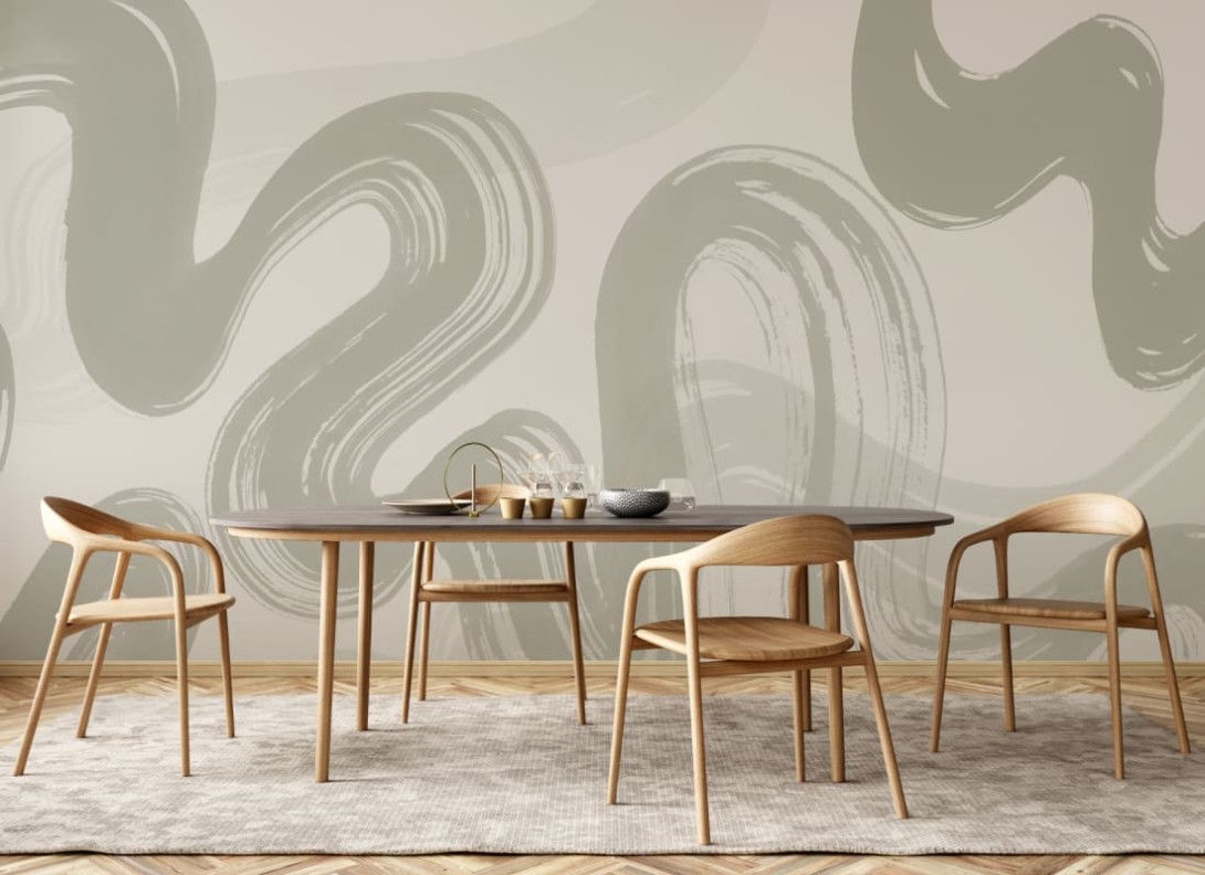 Hovia AB0330GR04W Ink Flow Sage Green - mural w abstrakcyjny wzór