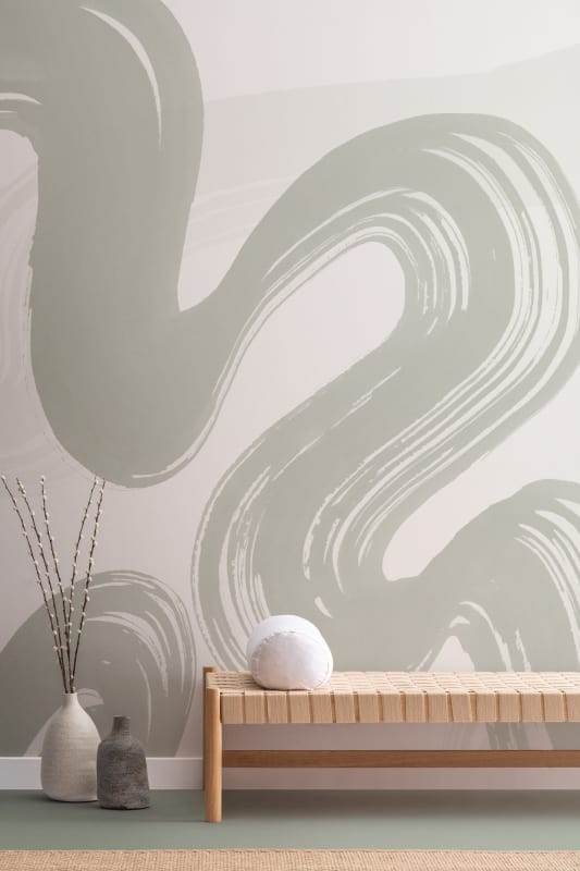 Hovia AB0330GR04W Ink Flow Sage Green - mural w abstrakcyjny wzór