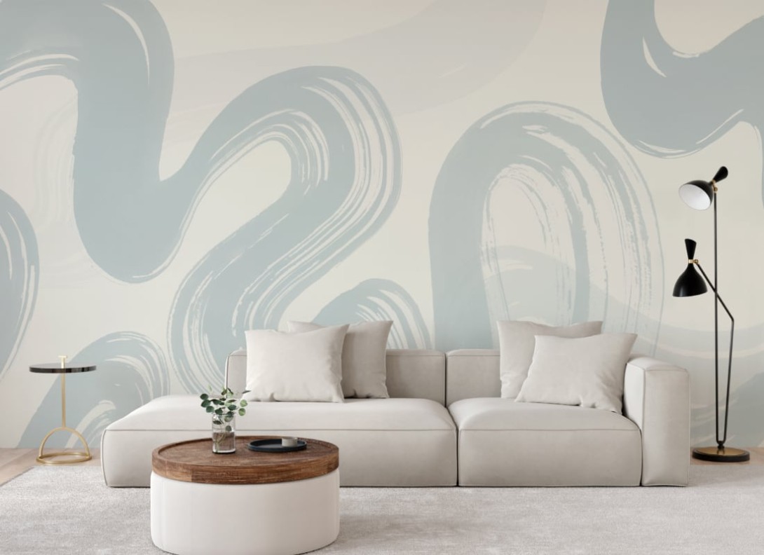 Hovia AB0331BU04W Ink Flow Light Blue - mural w abstrakcyjny wzór