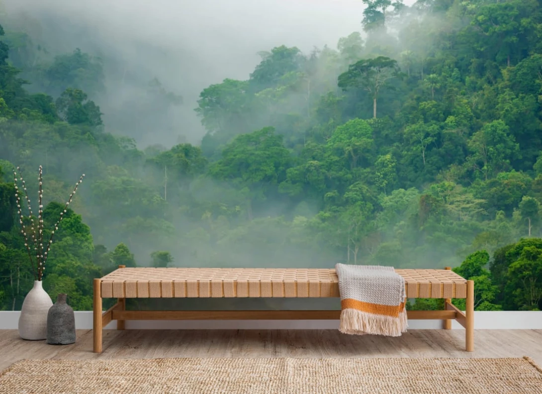 Hovia JU0005GR30W Kaen Krachan - mural w zamglony las deszczowy