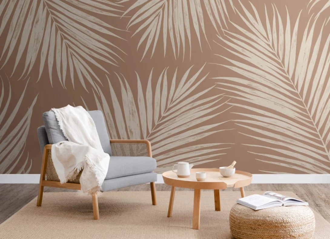 Hovia TR0055NE05W Palmer Terracotta - mural w duże liście palmowe