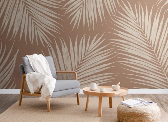 Hovia TR0055NE05W Palmer Terracotta - mural w duże liście palmowe