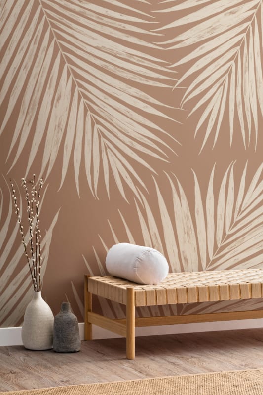 Hovia TR0055NE05W Palmer Terracotta - mural w duże liście palmowe
