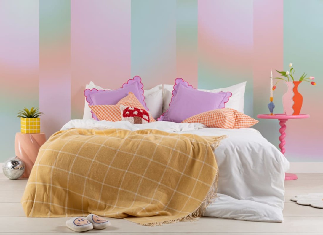 Hovia OM0056PA04W Yuima Pink - mural w gradientowe paski