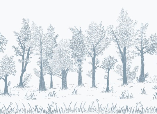 Hovia FO0337BU09W Timber Blue - mural w minimalistyczny leśny pejzaż