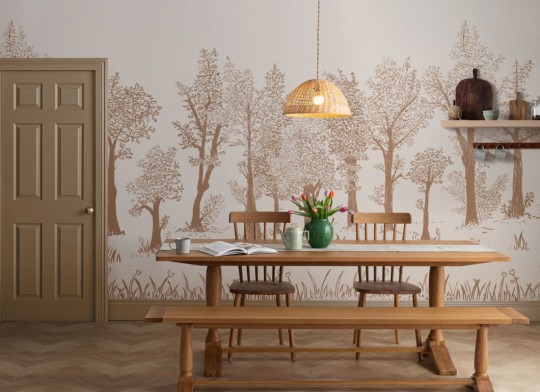 Hovia FO0338BR09W Timber Brown - mural w minimalistyczny leśny pejzaż