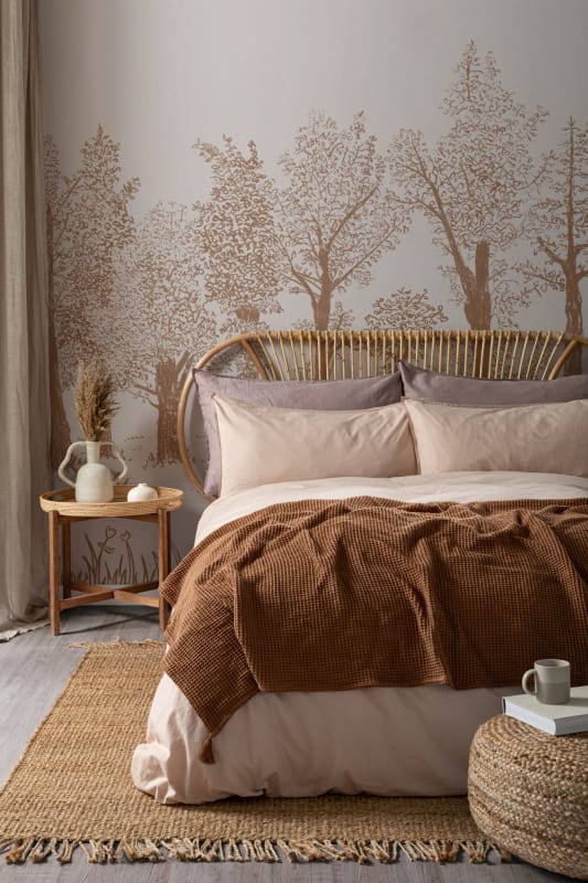 Hovia FO0338BR09W Timber Brown - mural w minimalistyczny leśny pejzaż
