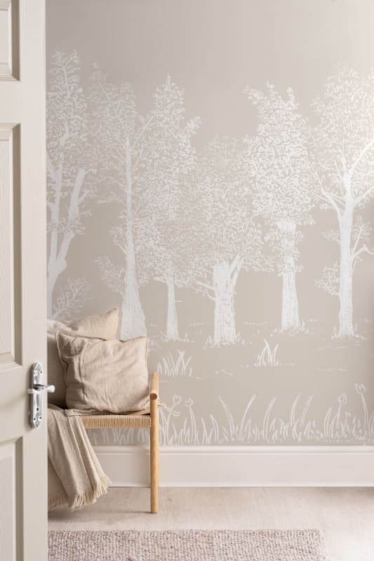Hovia FO0339NE09W Timber Neutral - mural w minimalistyczny leśny pejzaż