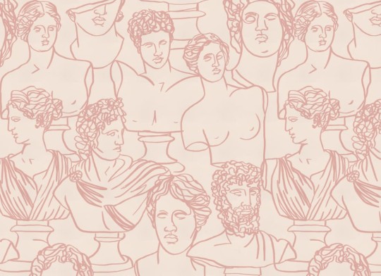 Hovia DE5002PI03W Olympia Pink - mural w antyczne rzeźby