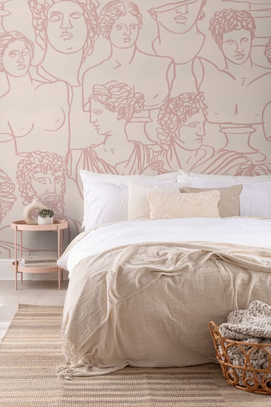 Hovia DE5002PI03W Olympia Pink - mural w antyczne rzeźby