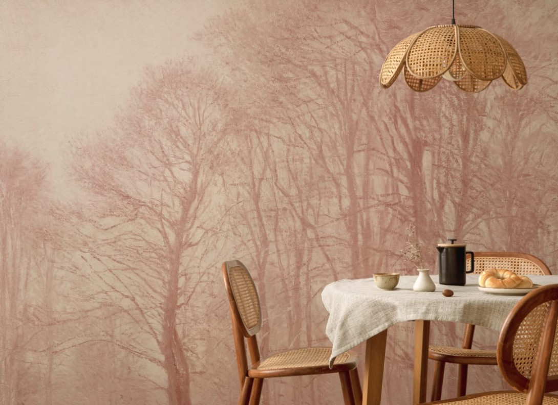 Hovia FO0399PI07W Coppice Pink - mural w drzewa