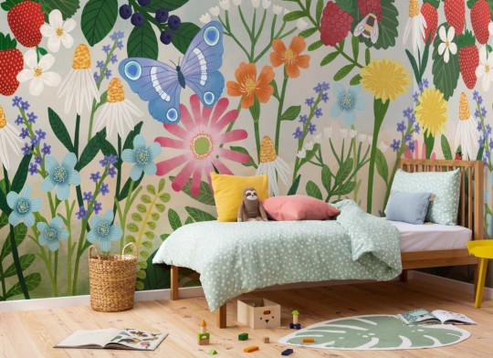 Hovia CH0101MU07W Dandelion - mural dla dzieci w polne rośliny i motyle
