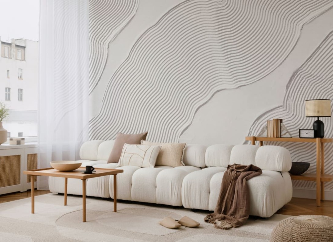 Hovia AB0425WH04W Sculpt Neutral - mural w organiczne linie