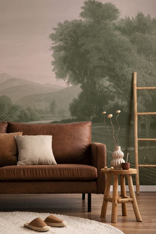 Hovia LA0383GR03W Hayfield Green - mural w roślinny pejzaż
