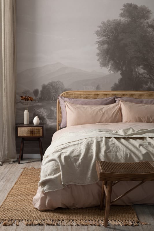 Hovia LA0384GE03W Hayfield Grey - mural w roślinny pejzaż