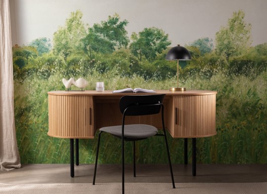 Hovia LA0513GR07W Barley Fields Green - mural w krajobraz łąki