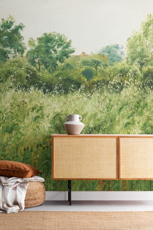 Hovia LA0513GR07W Barley Fields Green - mural w krajobraz łąki