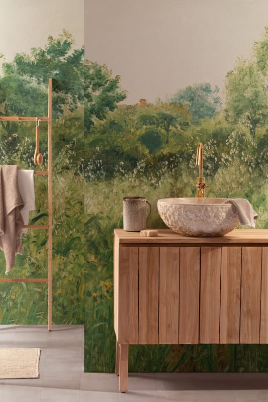 Hovia LA0513GR07W Barley Fields Green - mural w krajobraz łąki