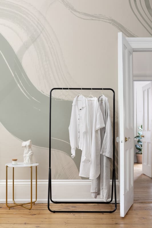 Hovia AB0323GR04W Brush Sage Green - mural w abstrakcyjne linie