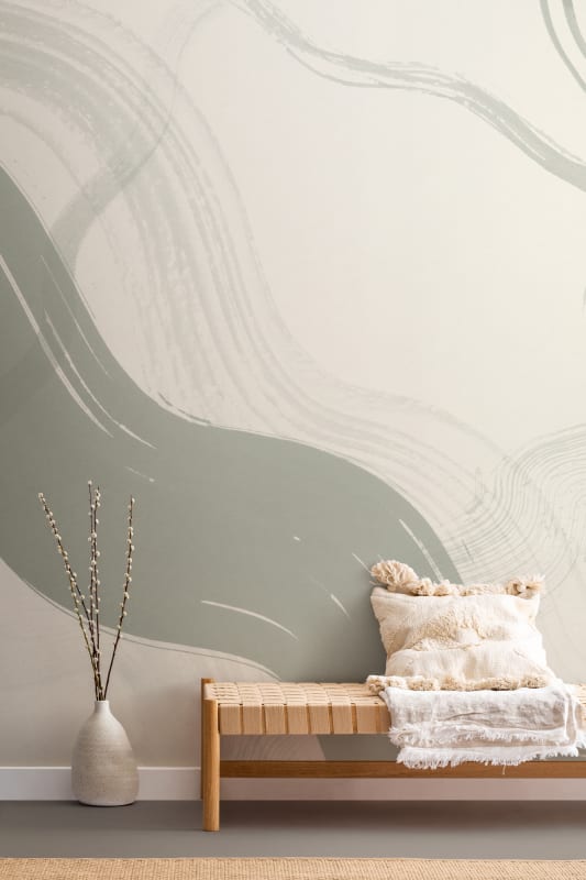 Hovia AB0323GR04W Brush Sage Green - mural w abstrakcyjne linie