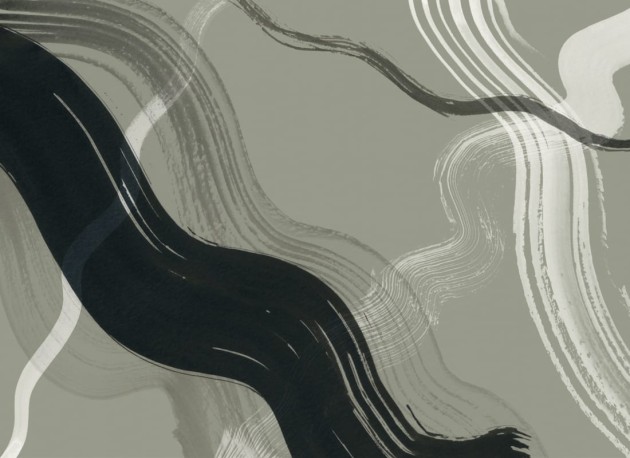 Hovia AB0324GR04W Brush Dark Green - mural w abstrakcyjne linie