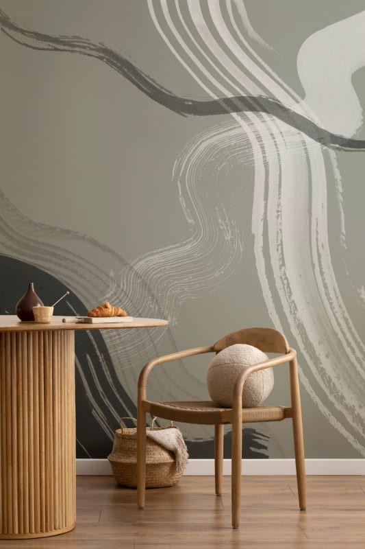 Hovia AB0324GR04W Brush Dark Green - mural w abstrakcyjne linie