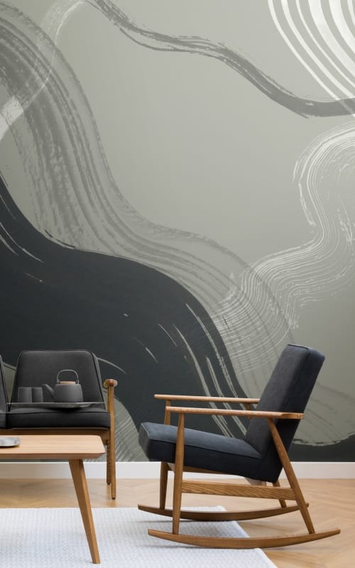 Hovia AB0324GR04W Brush Dark Green - mural w abstrakcyjne linie