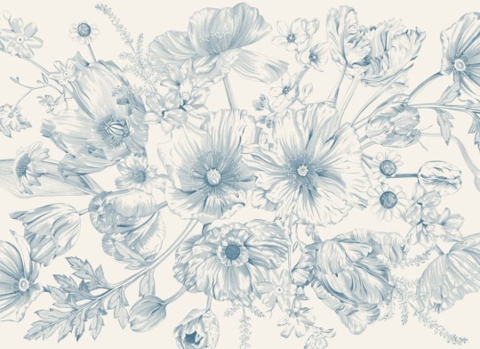 Hovia FL0523BU03W Bouquet Blue - mural w kwiaty