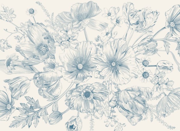 Hovia FL0523BU03W Bouquet Blue - mural w kwiaty