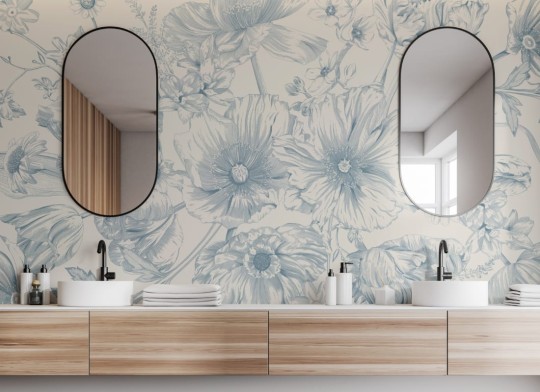 Hovia FL0523BU03W Bouquet Blue - mural w kwiaty