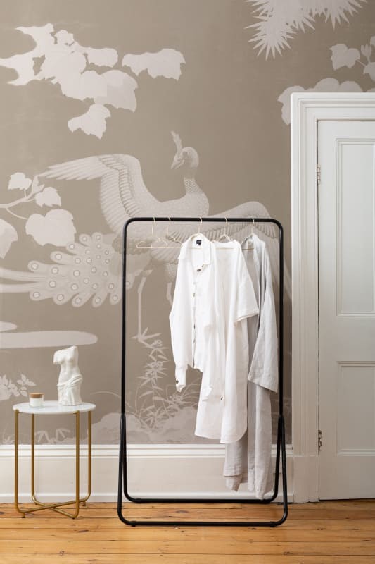 Hovia JA0389BE03W Kujaku Beige - mural w ptaki w japońskim stylu