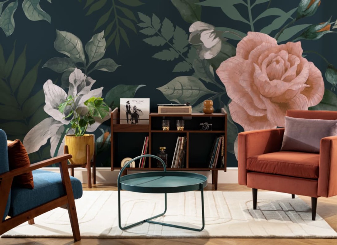 Hovia FL0011DA30W Ornament - mural w realistyczne kwiaty