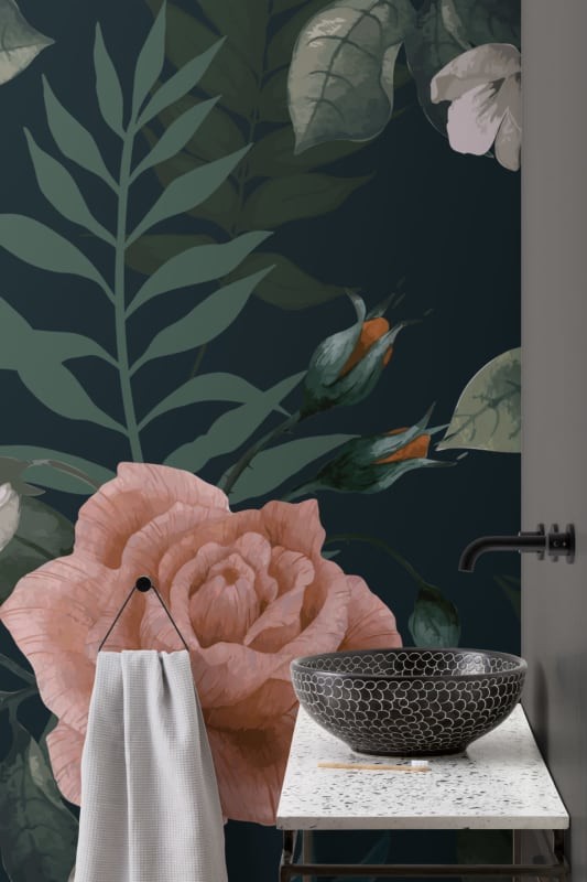 Hovia FL0011DA30W Ornament - mural w realistyczne kwiaty