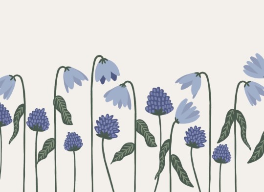 Hovia FL0008PU02W Bluebell Cream - mural dziecięcy w kwiaty