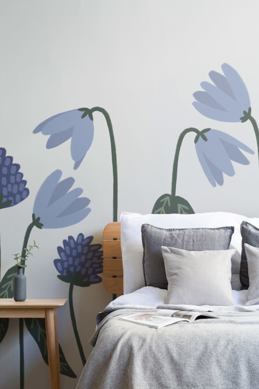 Hovia FL0008PU02W Bluebell Cream - mural dziecięcy w kwiaty