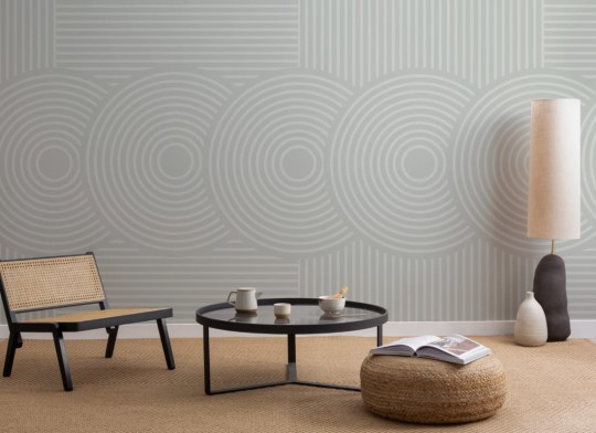 Hovia GE0123GR03W Satori Sage - mural w geometryczny wzór liniowy