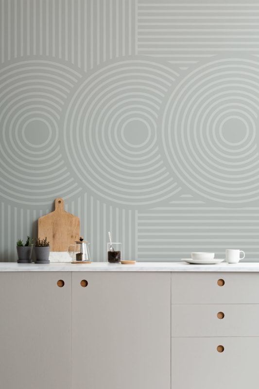 Hovia GE0123GR03W Satori Sage - mural w geometryczny wzór liniowy