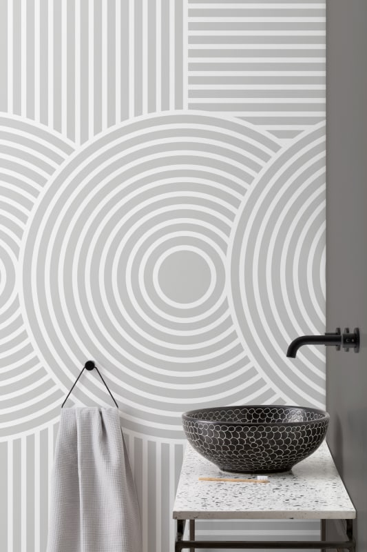 Hovia GE0124GE03W Satori Grey - mural w geometryczny wzór liniowy
