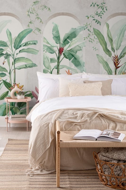 Hovia BT0002GR04W Naturalia - mural w łuki i egzotyczną roślinność