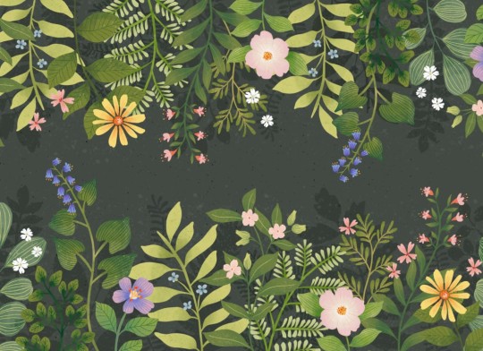 Hovia FL0136GR07W Secret Garden Dark - mural w motyw ogrodu