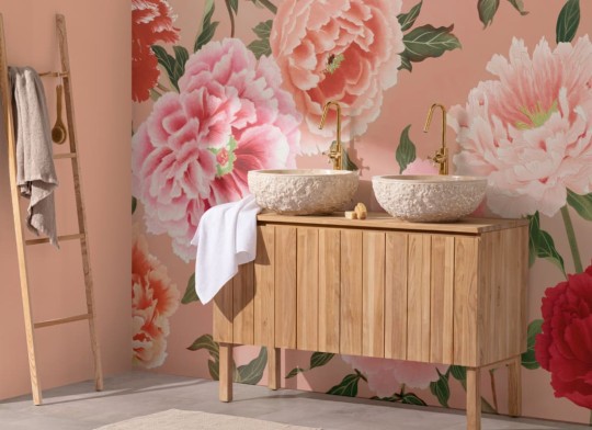 Hovia FL0137PI03W Zakura - mural w piwonie