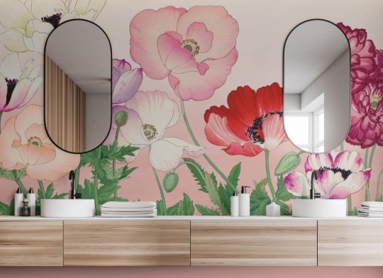 Hovia FL0224PI07W Papaver - mural w kwiaty