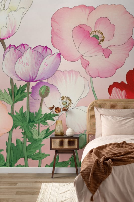 Hovia FL0224PI07W Papaver - mural w kwiaty