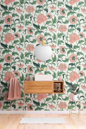 Hovia FL5069PI04W Falangcai Cream - mural w piwonie