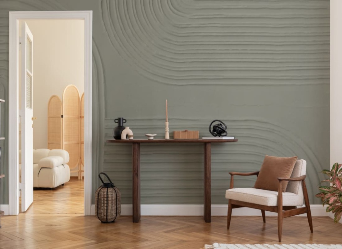 Hovia AB0430GR04W Carve Green - mural w organiczne rzeźbione linie