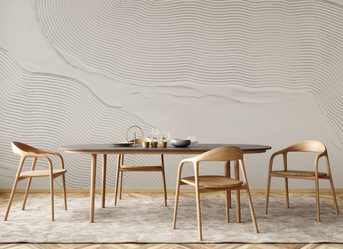 Hovia AB0431WH04W Sweep Neutral - mural w organiczne rzeźbione linie