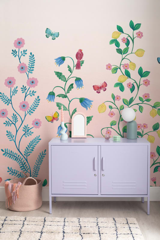 Hovia FL0437MU07W Rosetree Pink - mural w kwiaty i motyle